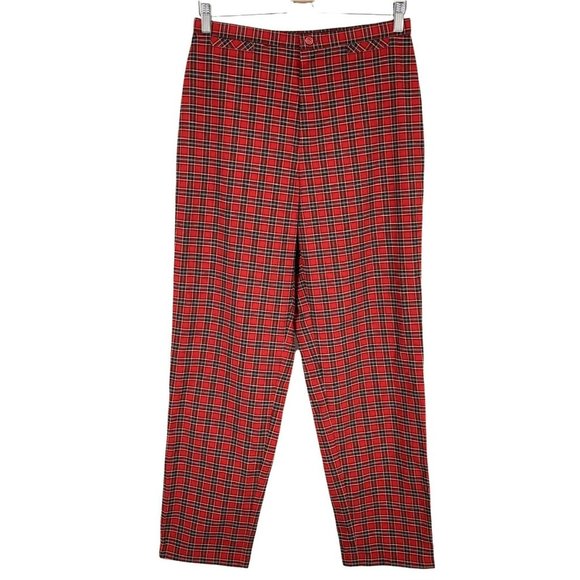 Plaid Red Women's Pants - Picture 2 of 12